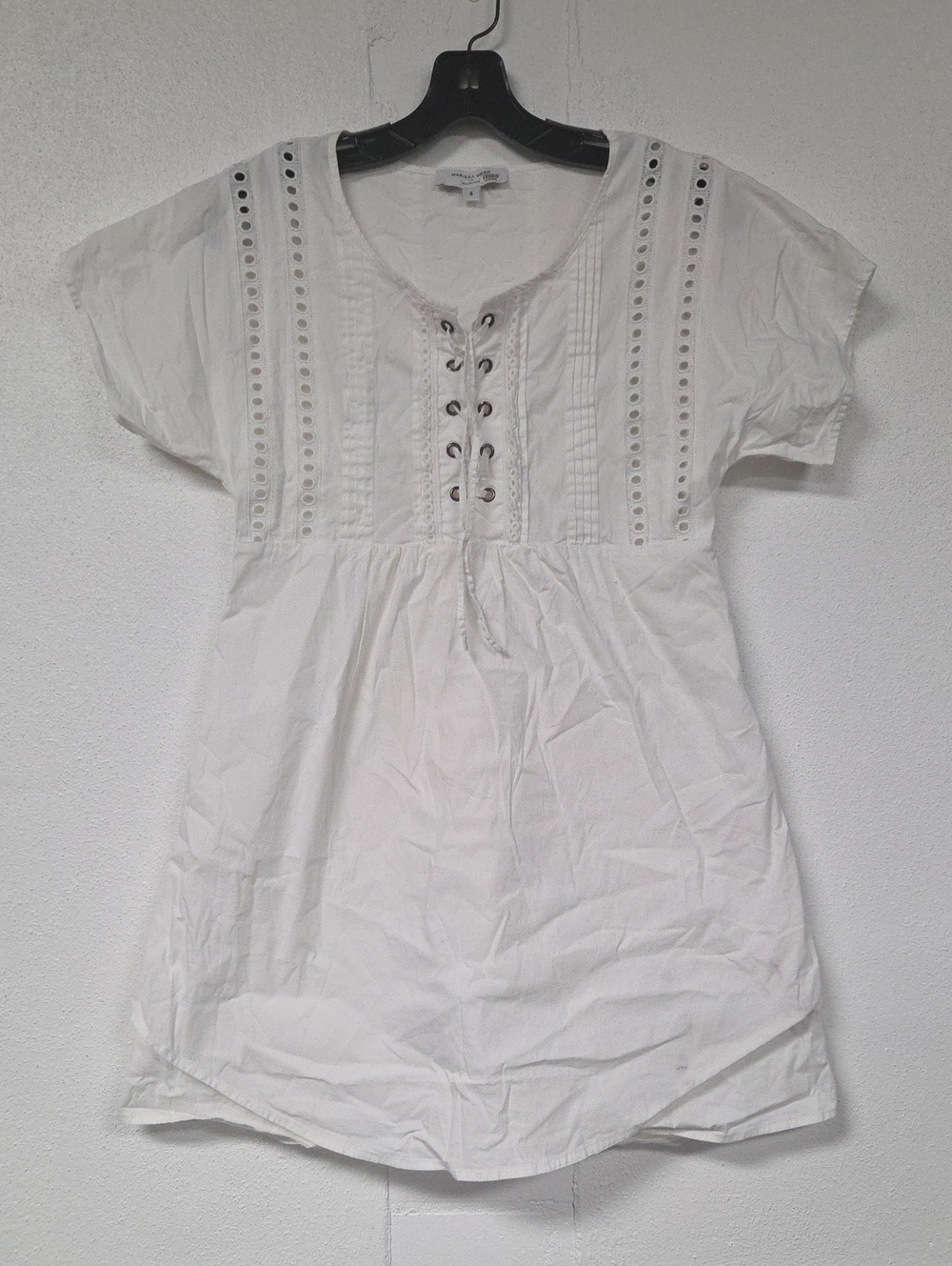 Marissa Webb White Eyelet Lace-Up Tunic Top